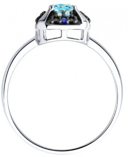 Кольцо из серебра с топазом и фианитами