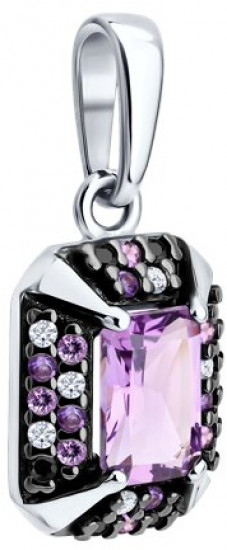 Подвеска из серебра с аметистом и фианитами