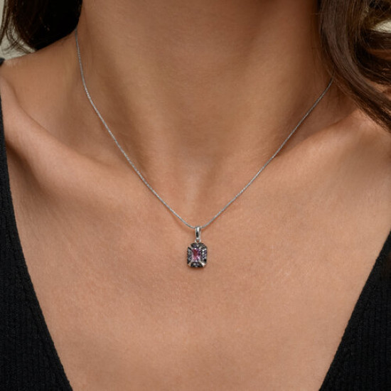 Подвеска из серебра с аметистом и фианитами