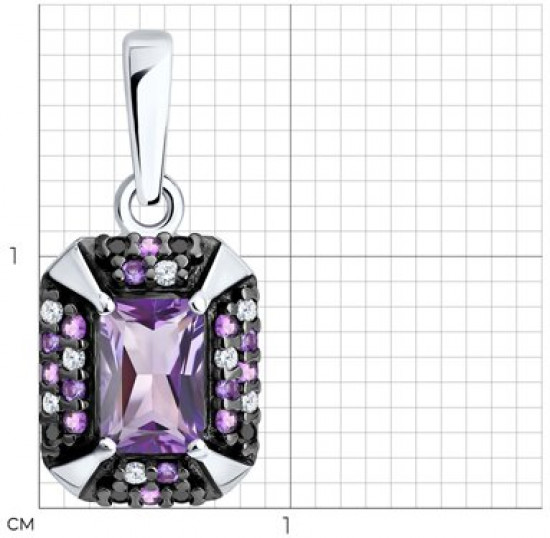 Подвеска из серебра с аметистом и фианитами