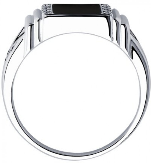 Печатка из серебра с эмалью с фианитами