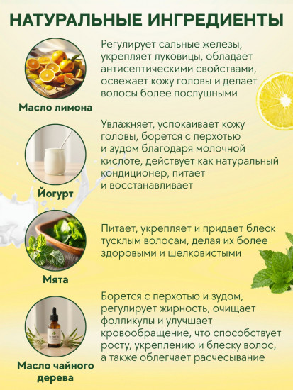 Шампунь для волос против перхоти «Лимон и йогурт. Lemon and Yoghurt»