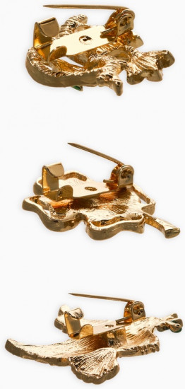 Броши «Голубь, клевер, подснежник»