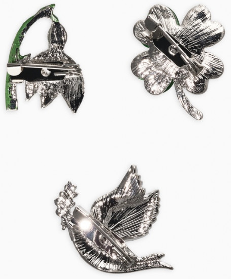 Набор брошей «Голубь, клевер, подснежник»