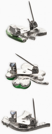 Набор брошей «Голубь, клевер, подснежник»