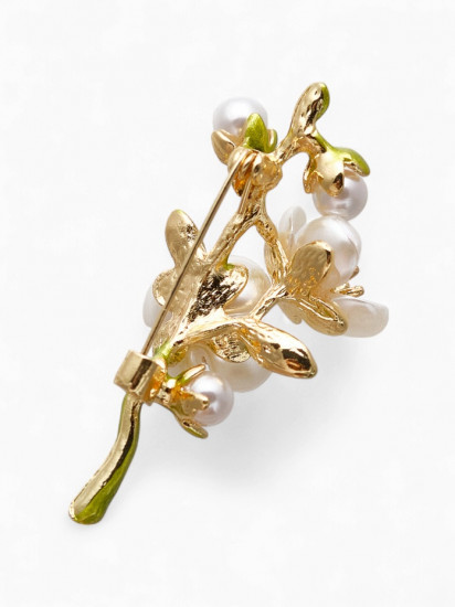 Брошь «Веточка с цветком жасмина»