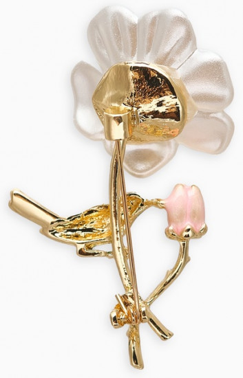 Брошь «Цветок с птичкой»