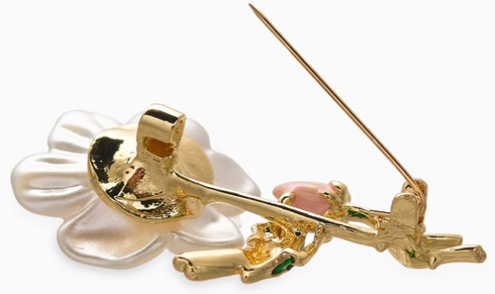 Брошь «Цветок с птичкой»