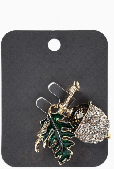 Брошь «Жёлудь осенний с листом»