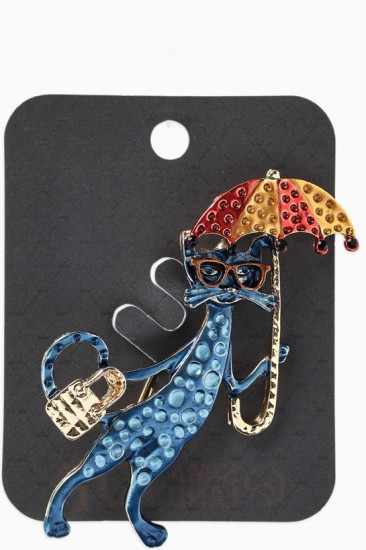 Брошь «Кошка с зонтом»