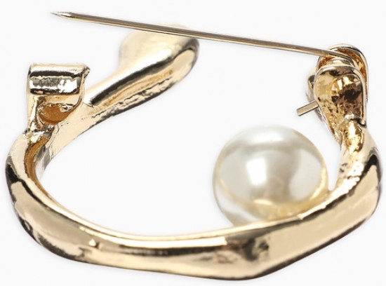 Брошь «Подкова с бусиной»