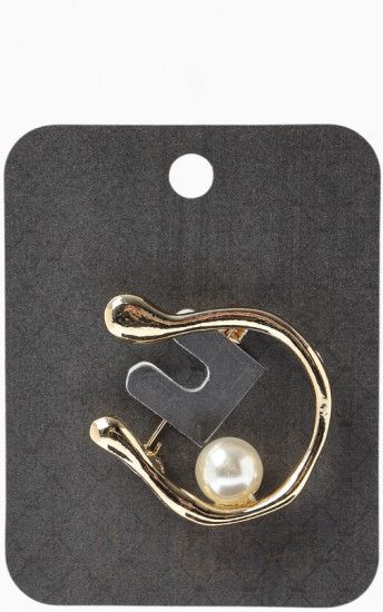 Брошь «Подкова с бусиной»