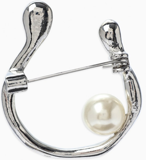 Брошь «Подкова с бусиной»
