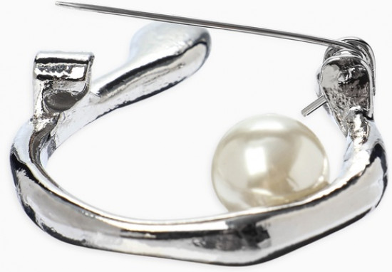 Брошь «Подкова с бусиной»