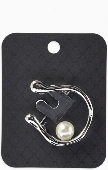 Брошь «Подкова с бусиной»