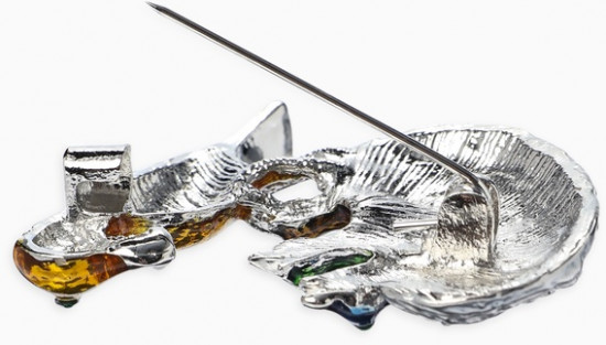 Брошь «Птица с птенцами в гнезде»