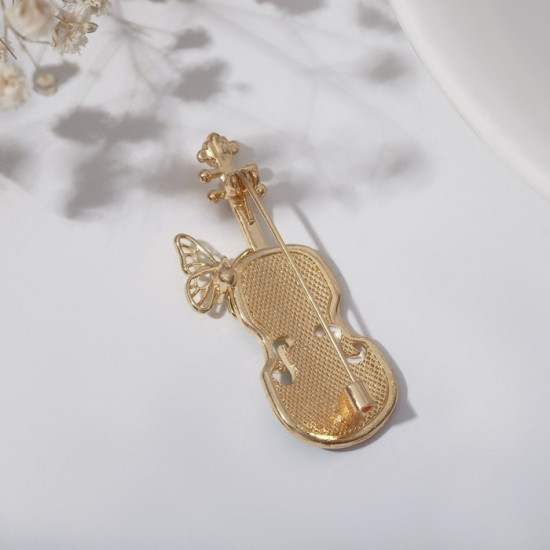 Брошь «Скрипка с бабочкой»