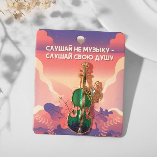 Брошь «Скрипка с бабочкой»