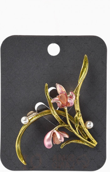 Брошь «Цветы Ирисы с жемчугом»