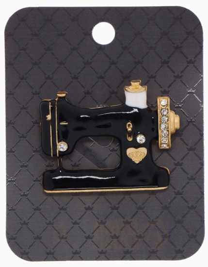 Брошь «Швейная машина с мотком ниток»