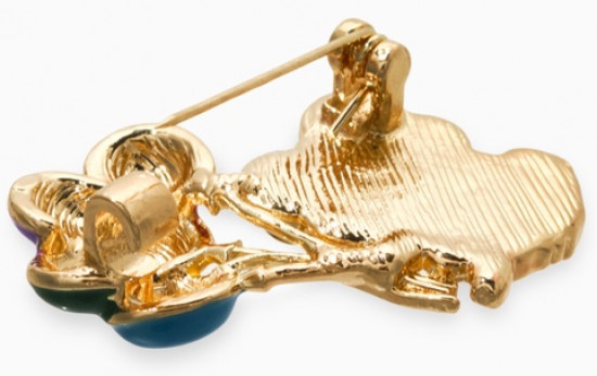 Брошь перламутровый «Лягушка с воздушными шариками»