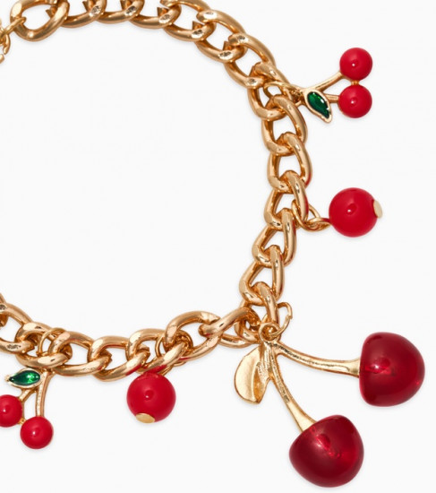 Браслет цепочка с подвесками «Вишневый рай. Большая вишенка»