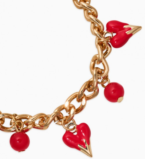 Браслет цепочка с подвесками «Вишневый рай. Сердечки»