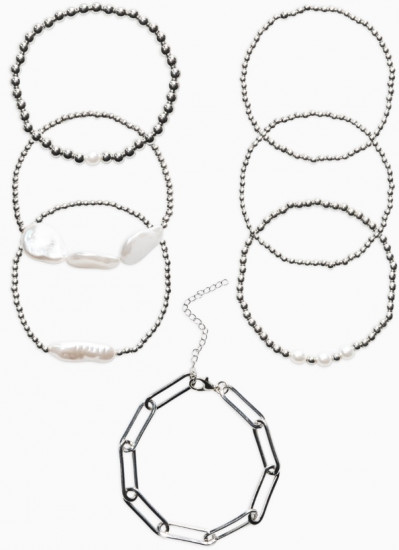 Набор браслетов «Жемчуг Барочный с цепями»