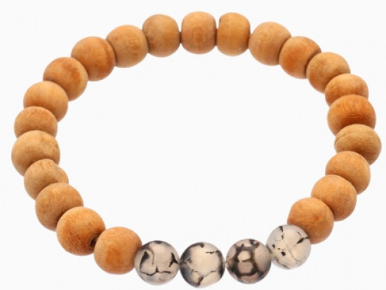 Браслет из сандалового дерева с агатом
