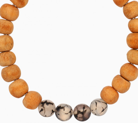 Браслет из сандалового дерева с агатом