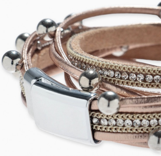 Браслет кожаный на магните «Бусинки»