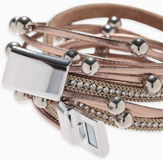 Браслет кожаный на магните «Бусинки»