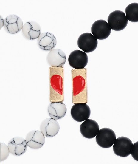Браслеты парные из бусин «Неразлучники. Сердце»