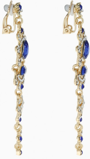 Клипсы для ушей висячие со стразами «Ажур»