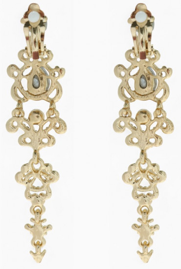 Клипсы для ушей висячие со стразами «Ажур»