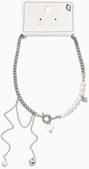 Колье с подвеской на цепочке «Сердце с жемчугом»