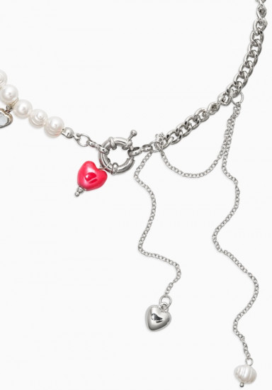 Колье с подвеской на цепочке «Сердце с жемчугом»