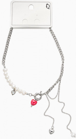 Колье с подвеской на цепочке «Сердце с жемчугом»