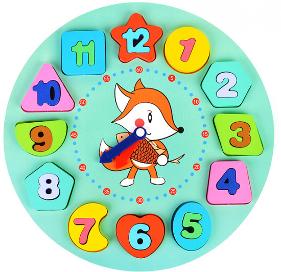 Пазл-вкладыш «Веселые часики» в коробке