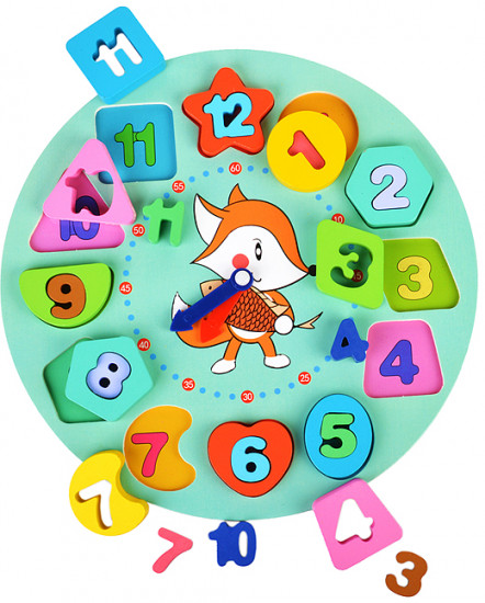 Пазл-вкладыш «Веселые часики» в коробке