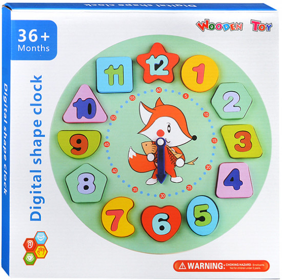 Пазл-вкладыш «Веселые часики» в коробке