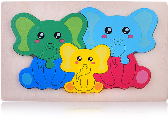 Пазл-вкладыш «Семья слоников»