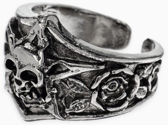 Кольцо «Череп с цветами»