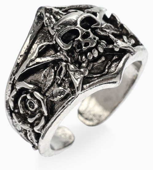 Кольцо «Череп с цветами»