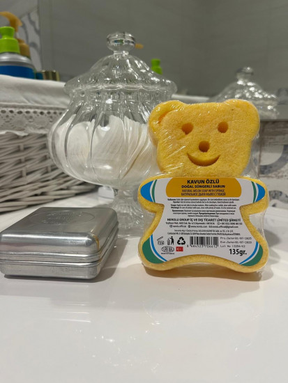 Натуральное губчатое мыло с экстрактом сочной дыни «Медвежонок»