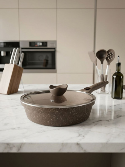 Сковорода со съемной ручкой и крышкой «Шоколадный мусс»