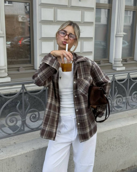 Рубашка женская в клетку