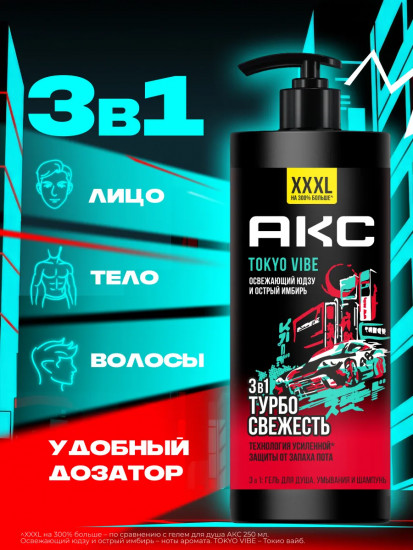 Шампунь-гель для душа Tokyo Vibe «Освежающий юдзу и острый имбирь»