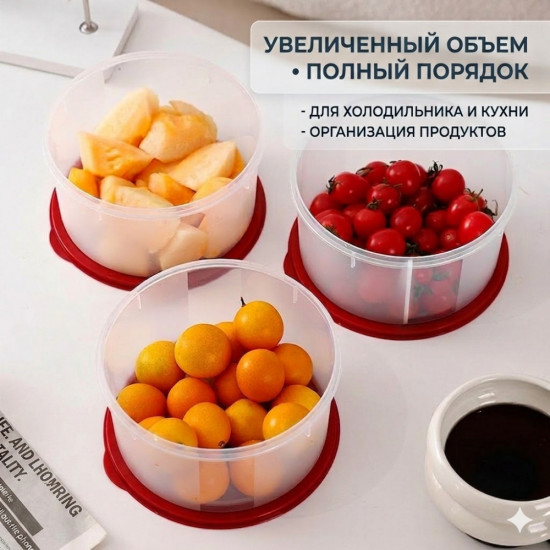 Набор круглых пищевых контейнеров для хранения продуктов