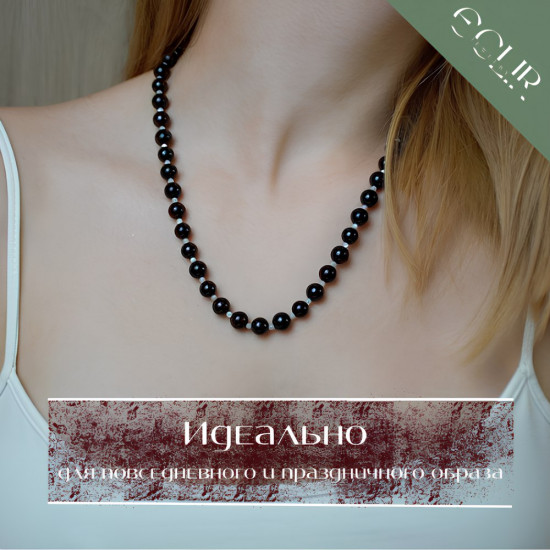 Бусы из натурального граната и перламутра